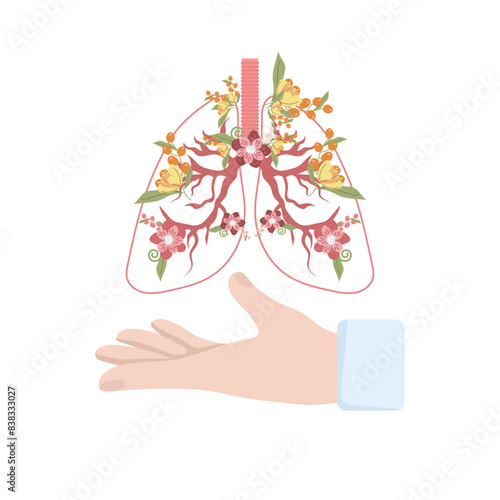 Healthy flower lungs with hand