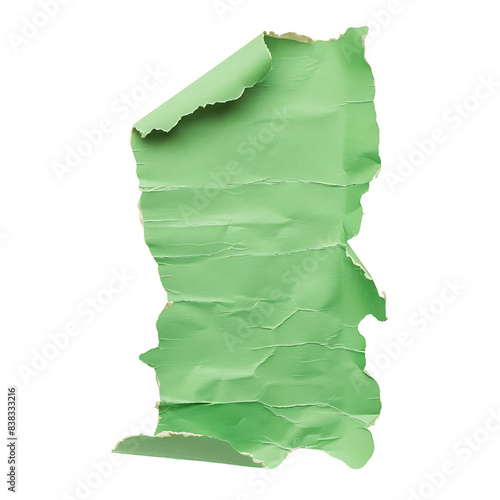 Green Paper Tear Isolation Clear Background photo