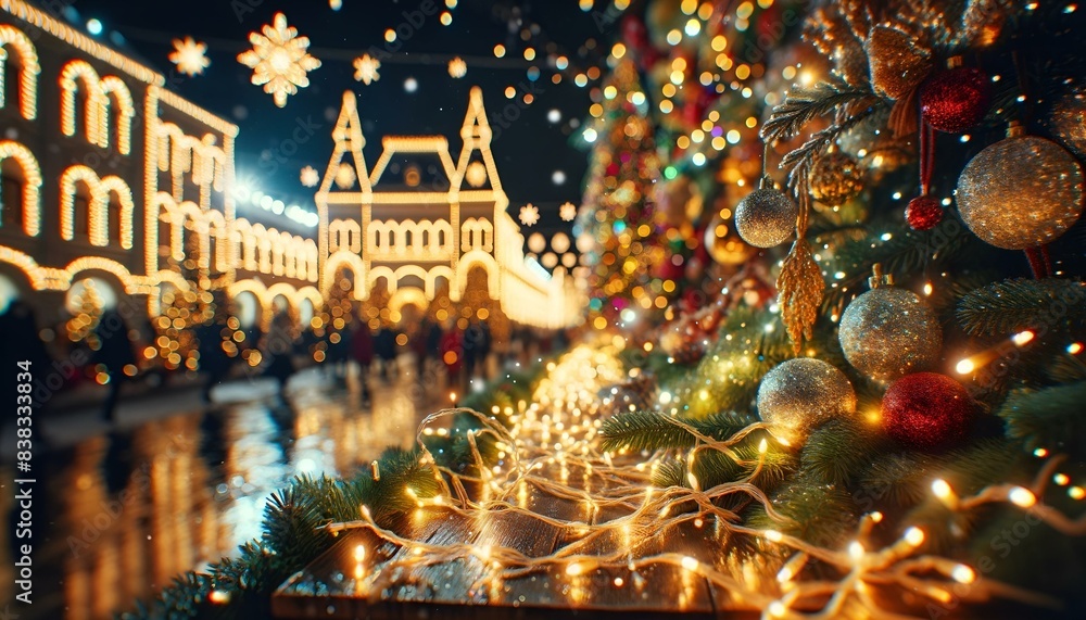 Fototapeta premium キラキラと光るイルミネーションとクリスマスの雰囲気