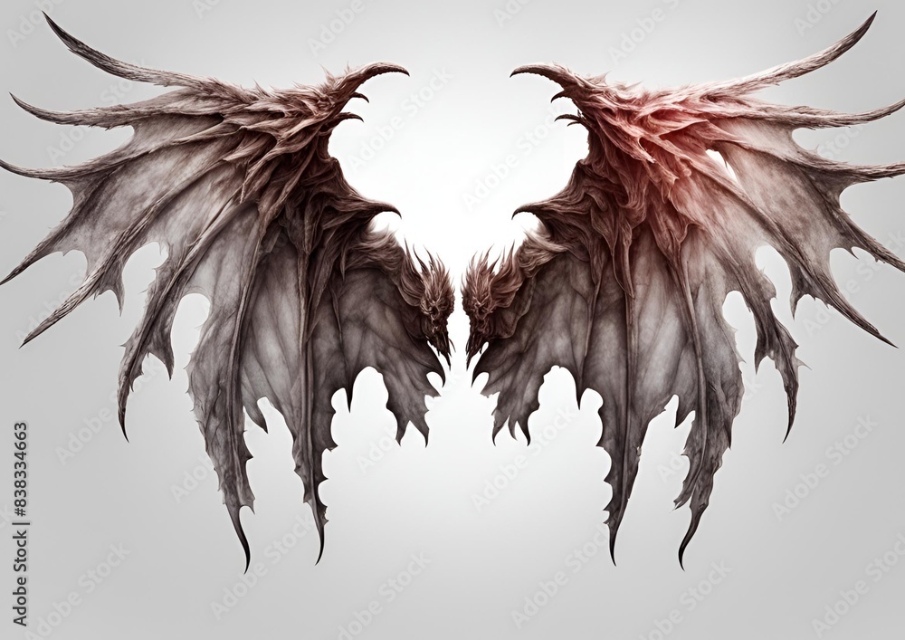 Obraz premium Demon wings or Angel wings isolated on white light background