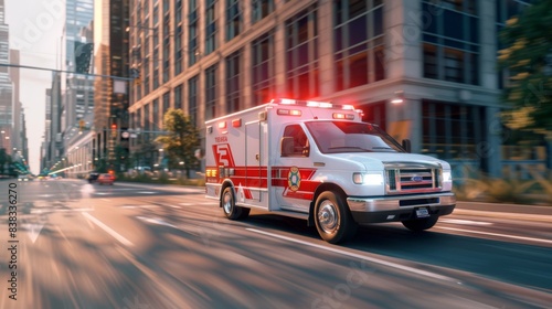 The emergency ambulance speeding photo