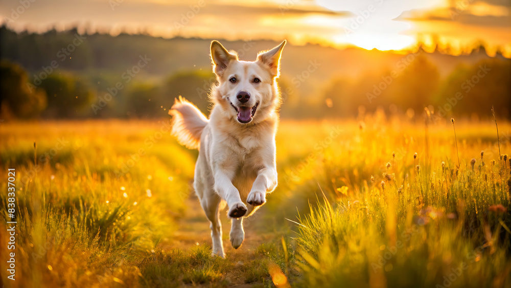 Dog running in the field Dog running in the field