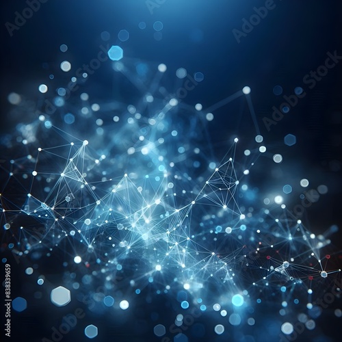 Abstract Network Connections with Blue-Toned Dots and Lines