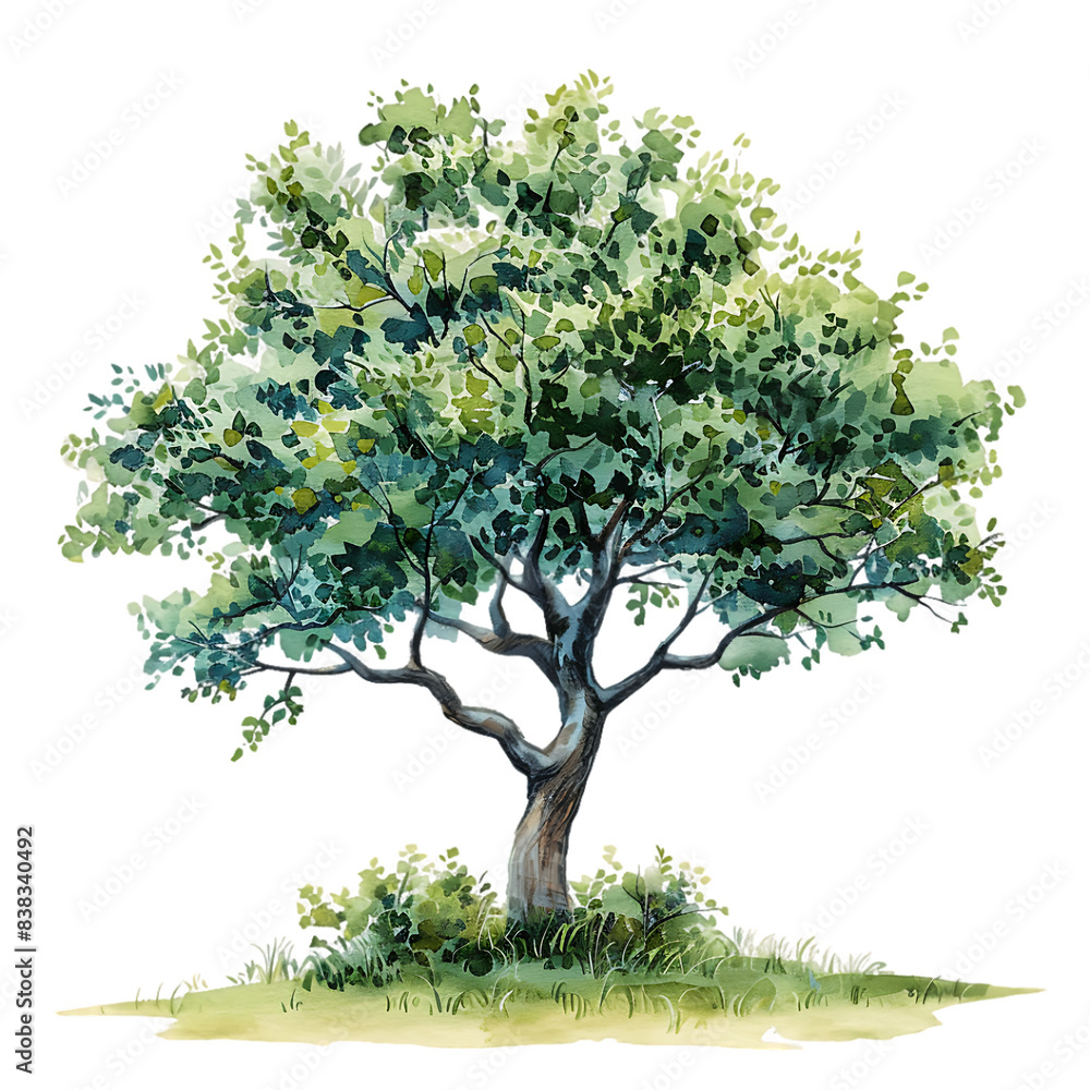 Clear Background Cutout of Watercolor Tree Clear Background Cutout of Watercolor Tree