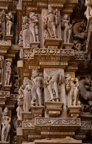 Ancient sculptures designed on the wall of Kandariya Mahadeva Temple in the Khajuraho temple complex, India © Dr Ajay Kumar Singh