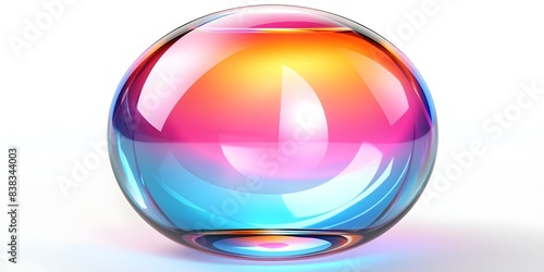 3D chrome bubble with holographic rainbow gradient effect on white background. Concept 3D Design  Chrome Bubble  Holographic Rainbow  Gradient Effect  White Background