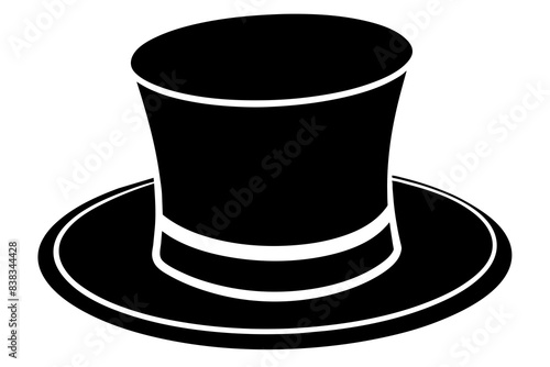 Black retro top hat vector icon isolated on white background