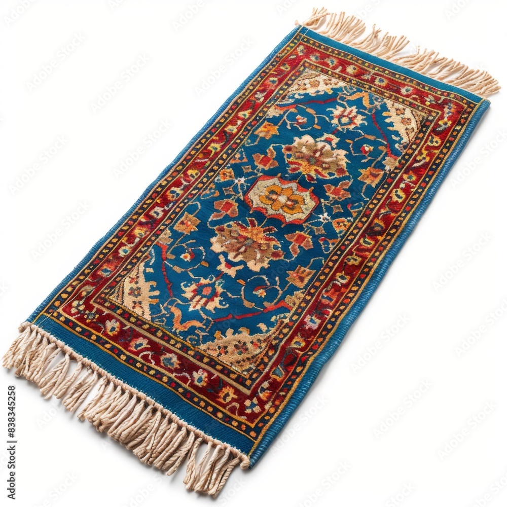 Stylish Area Rug with Intricate Design on White Background Stylish Area Rug with Intricate Design on White Background