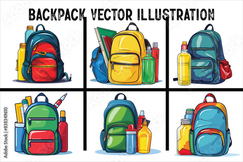 School backpack or kids schoolbag Vector illustration. Backpack Vector Illustration. Kids Backpack Vector.