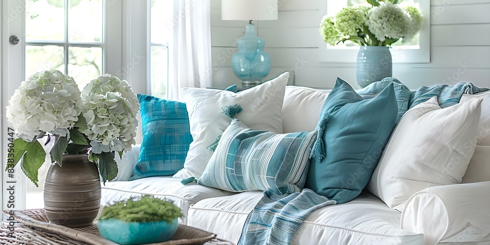 Enhance living room with white and blue country cottage style decor. Concept Home Decor, Country ...