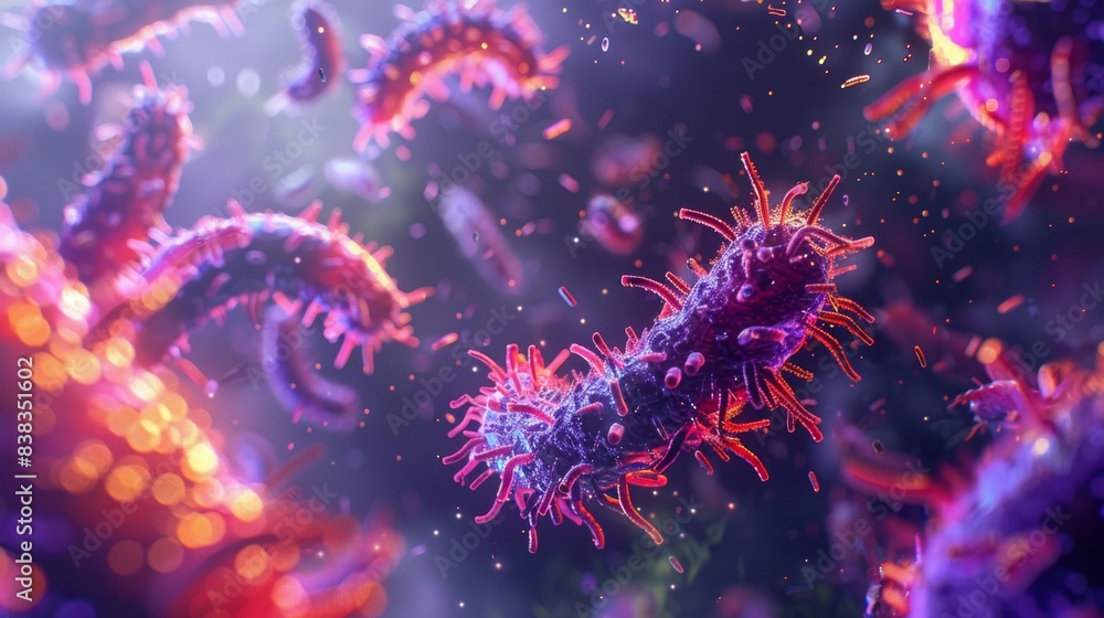 Viruses, bacteria, microorganisms, parasites, detailed image. Viruses, bacteria, microorganisms, parasites, detailed image.