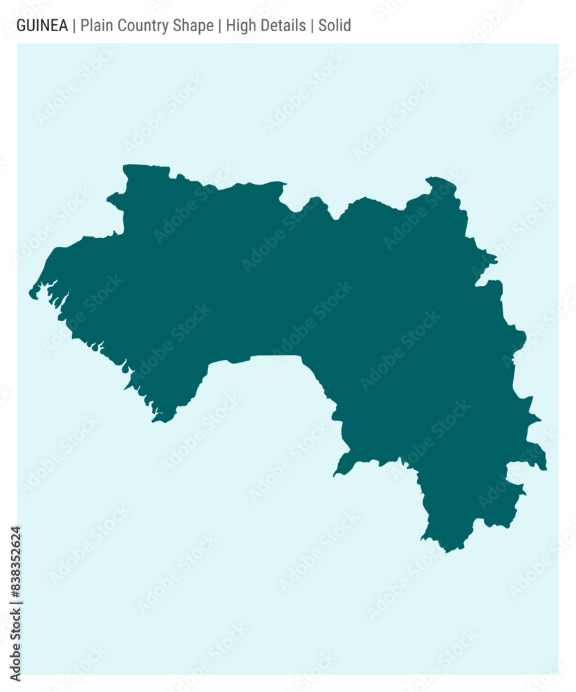 Guinea plain country map. High Details. Solid style. Shape of Guinea. Vector illustration.