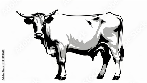 black and white bull