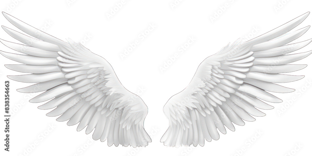 Naklejka premium PNG White angel wing bird pair white background archangel