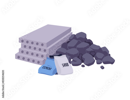 Construction materials in vector on an isolated background.