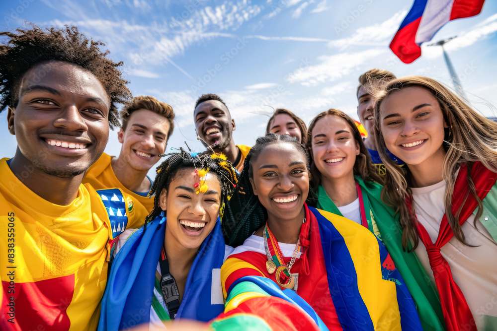 International fans from different countries celebrate the 2024 Olympic Games together in Paris.
International fans from different countries celebrate the 2024 Olympic Games together in Paris.