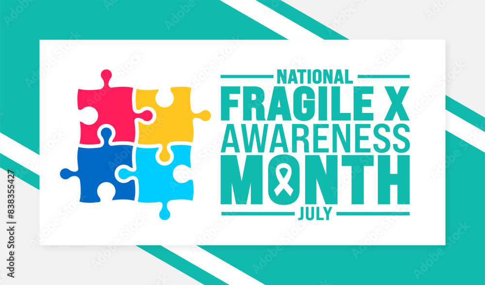 Fototapeta premium July is Fragile X Awareness Month background template. Holiday concept. use to background, banner, placard, card, and poster design template with text inscription and standard color. vector