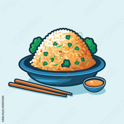 Fried rice indonesian food flat design style vector illustration