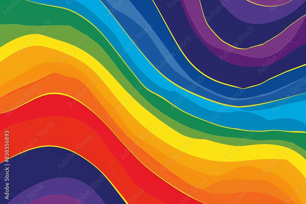 Wavy Abstract Rainbow Lines in Multicolored Design on Blue Background Wavy Abstract Rainbow Lines in Multicolored Design on Blue Background