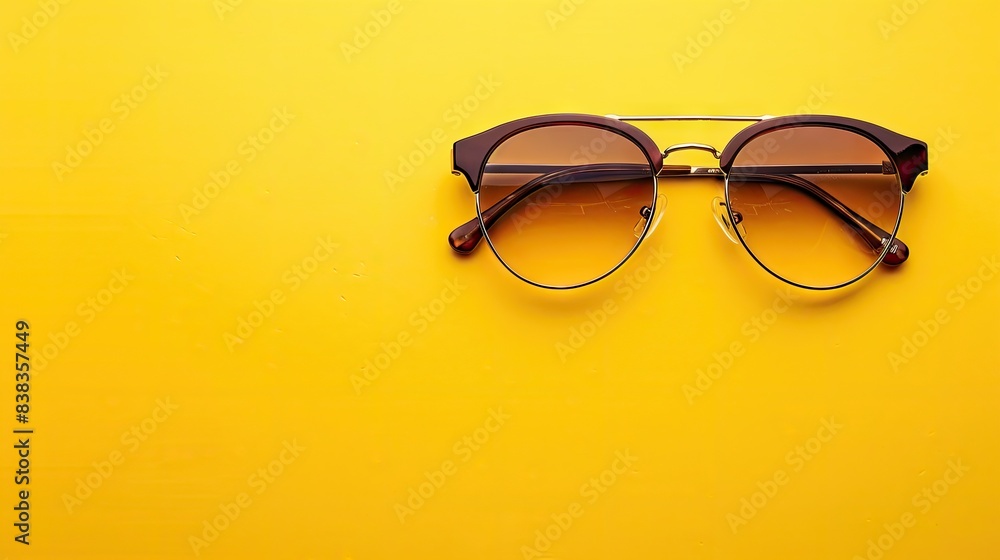 Sunglasses Resting on a Yellow Background Sunglasses Resting on a Yellow Background
