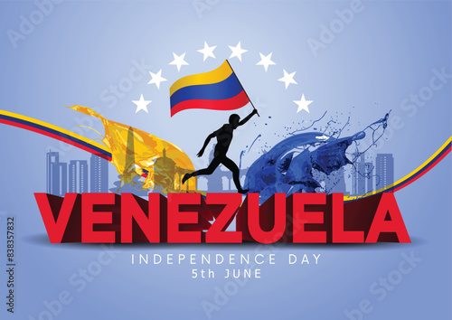 venezuela 3d happy Independence day Venezuela July 5 greetings. abstract vector illustration design.