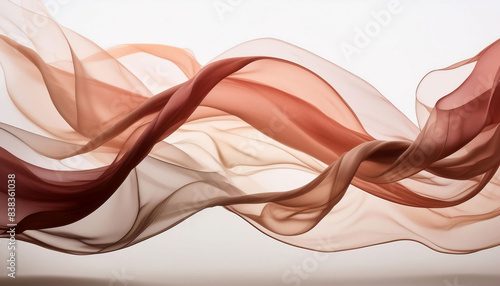 Abstract design of flowing wavy lines in white and grey ribbons fabric aesthetic continuous lines movements smooth effect.