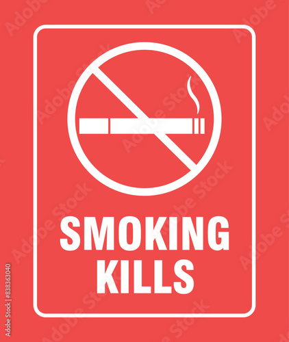 Smoking Kills Sign Sticker Vector Isolated On White Background