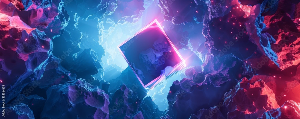 Abstract digital art with glowing prism and vibrant colors. Abstract digital art with glowing prism and vibrant colors.