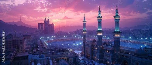 At dawn, Masjid al Haram, Generative AI.