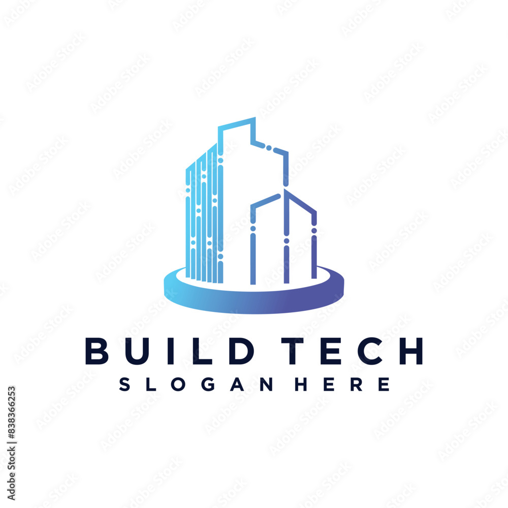 Vector building logo with technology concept premium vector Vector building logo with technology concept premium vector