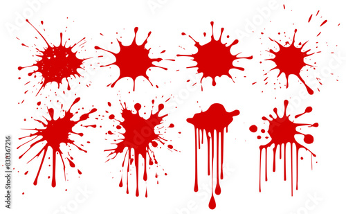 vector red blood splatters set on white background