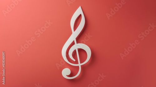 Paper cutout of a musical note, music theme, concert background
