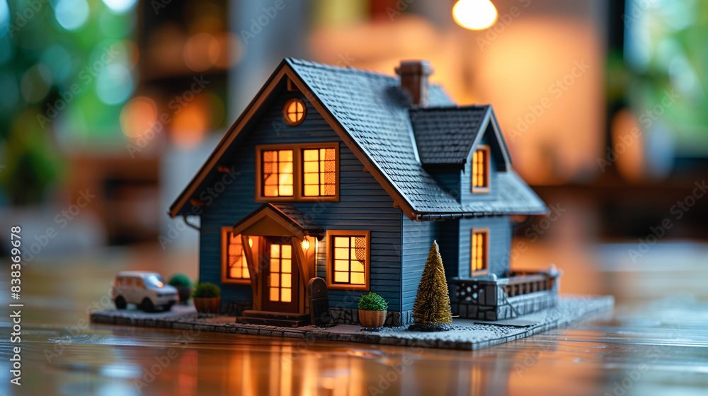 The model of the house is on the table. The mortgage concept. Real estate investment The model of the house is on the table. The mortgage concept. Real estate investment