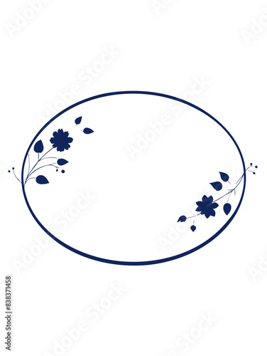 neat blue and white blossom circle border with small floral accents