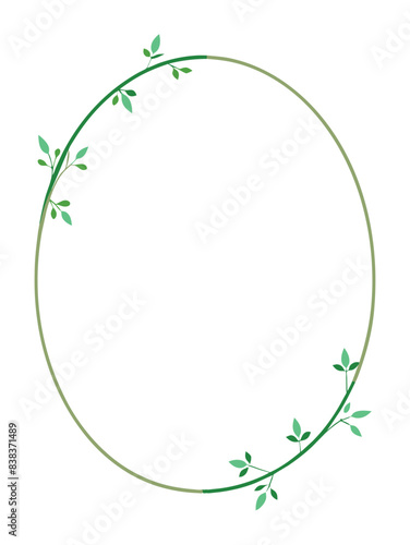  graceful green vine circle border with intertwining stems and leaves