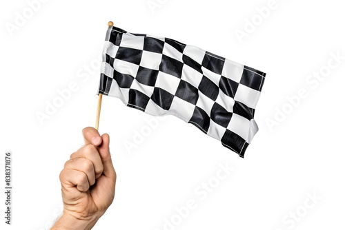 Checkered Flag Hand Waving Victory Race Finish Line