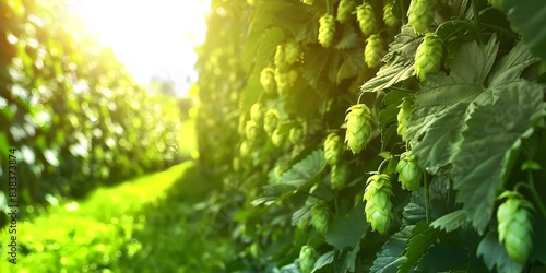 Discover the Splendor of Hop Fields and the Thrill of Craft Brewing. Concept Hop Fields, Craft Brewing, Beer Enthusiasts, Brewery Tours, Hops Harvest photo
