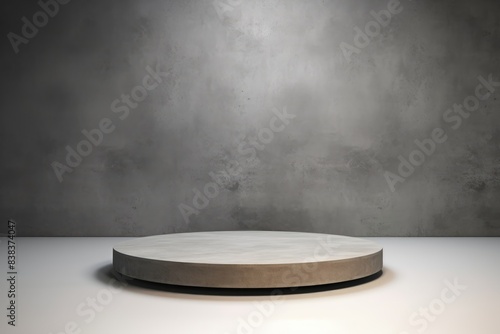 Empty white marble stone mockup for podium display. showcase for product presentation Palm leaves
