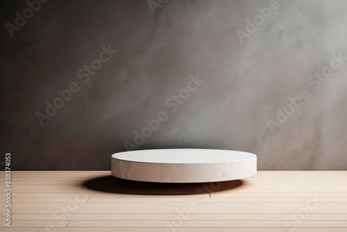 Empty concrete, grey, stone mockup for podium display. showcase for product presentation.