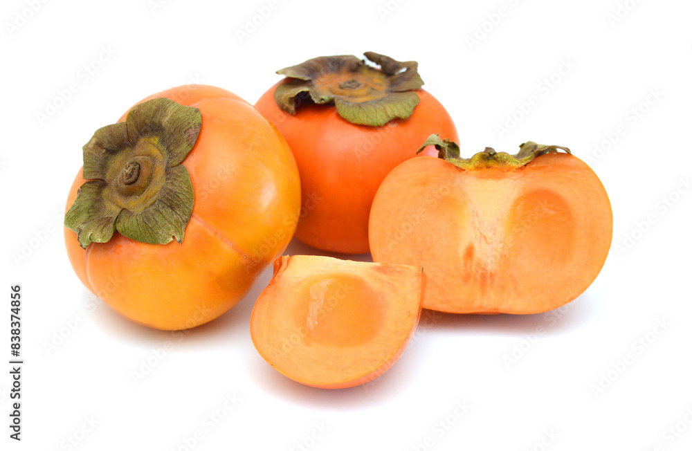 Slice persimmon isolated on white background Slice persimmon isolated on white background