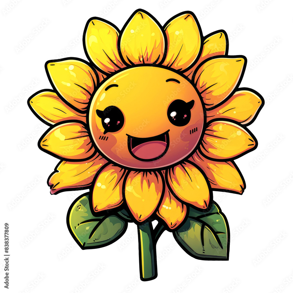 sunflower with happy face cartoon illustrations, isolated on transparent background sunflower with happy face cartoon illustrations, isolated on transparent background