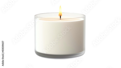 Minimalist white candle with single flame in a clear glass holder. Perfect for relaxation, home decor, and gift ideas.