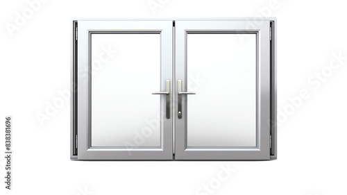 Modern double-pane glass window with white frame  isolated on white background  ideal for architectural designs and home improvement projects.