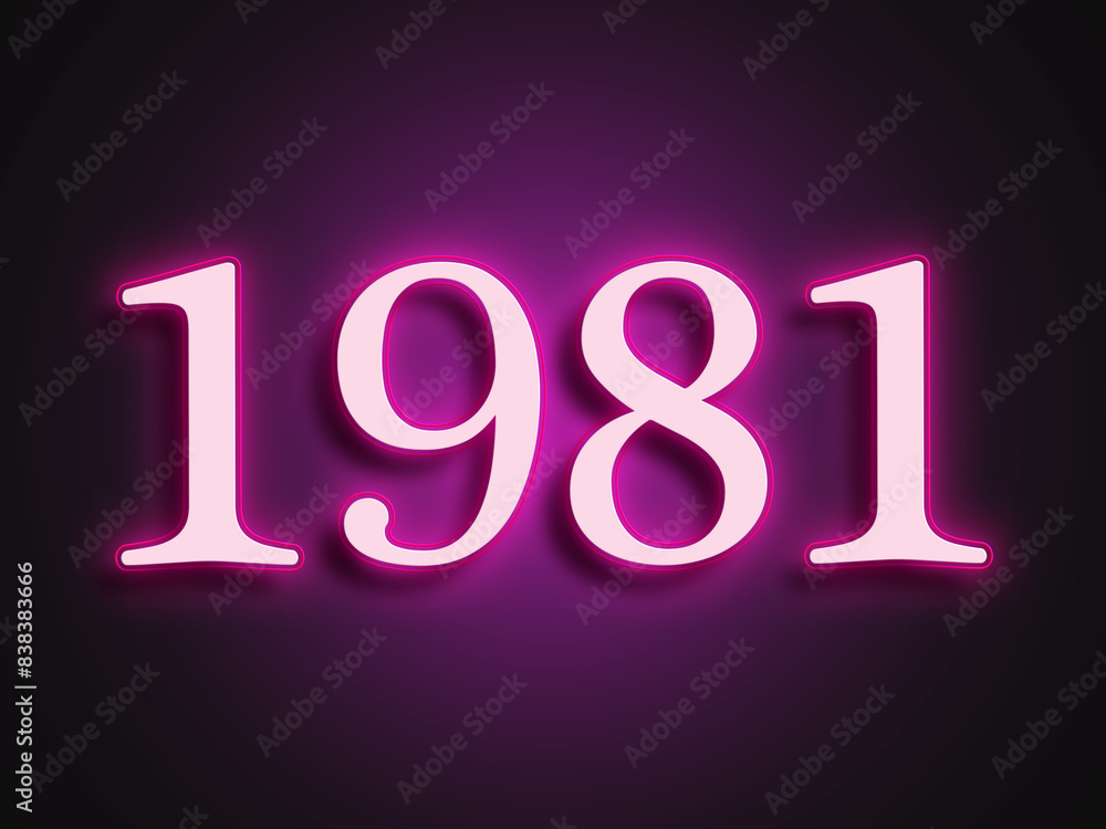 Pink glowing Neon light text effect of number 1981. Pink glowing Neon light text effect of number 1981.