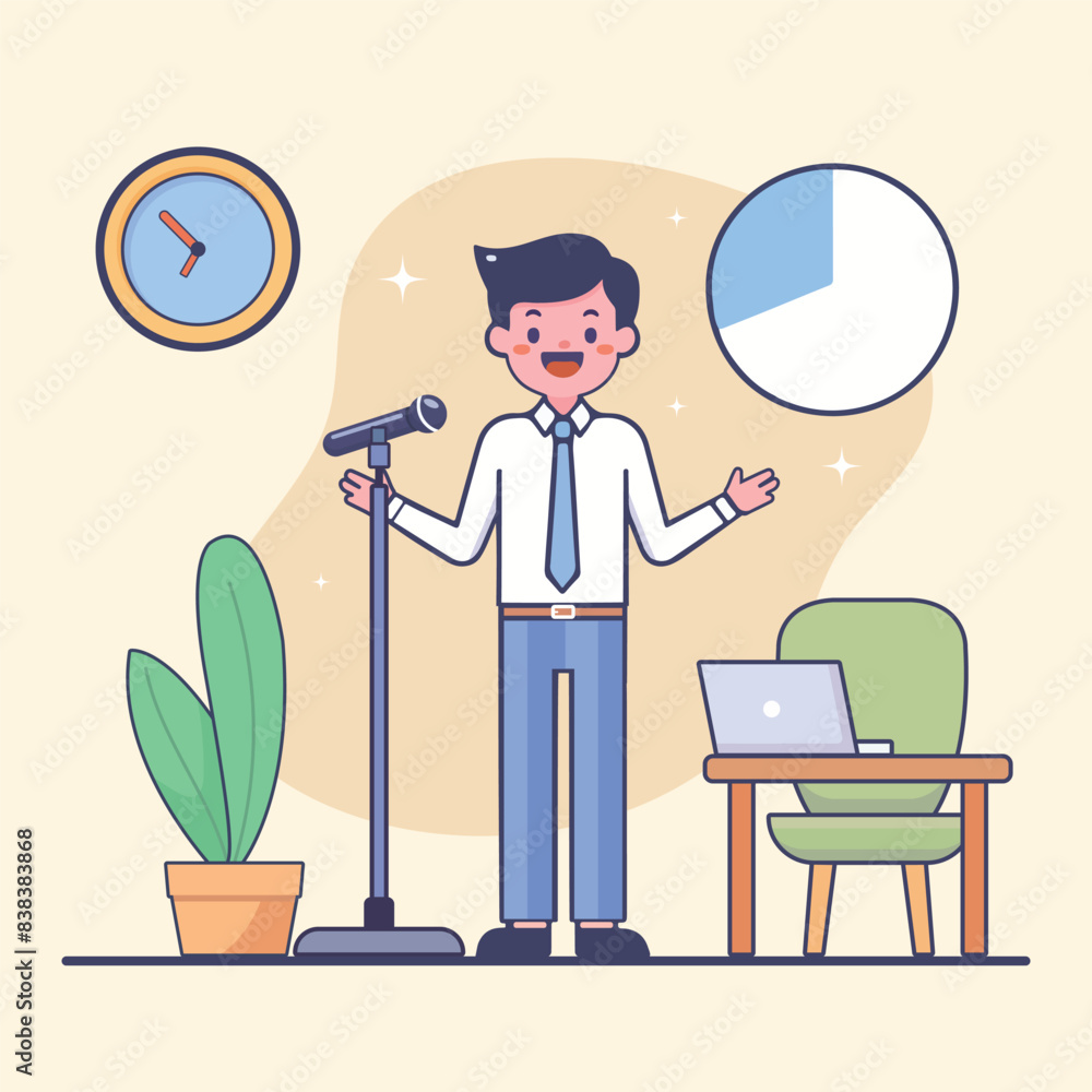 Vector a man delivering a speech simple flat design style illustration Vector a man delivering a speech simple flat design style illustration