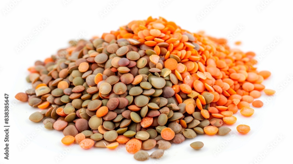 Fresh Lentils on White Background for Healthy Recipes Generative AI Fresh Lentils on White Background for Healthy Recipes Generative AI