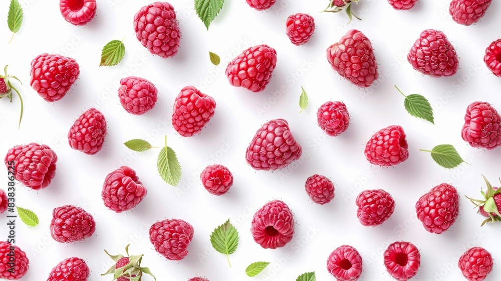 Raspberries on White Seamless Background for Food Styling Generative AI Raspberries on White Seamless Background for Food Styling Generative AI