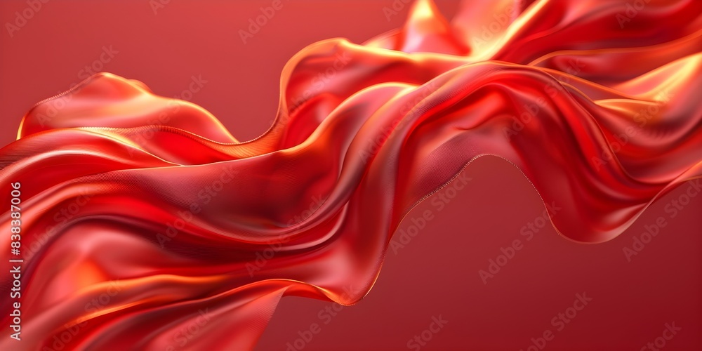 Obraz premium Red silk cloth in 3D rendering floating elegantly luxurious and dynamic. Concept Luxurious 3D Rendering, Red Silk Cloth, Dynamic Movement, Elegantly Floating