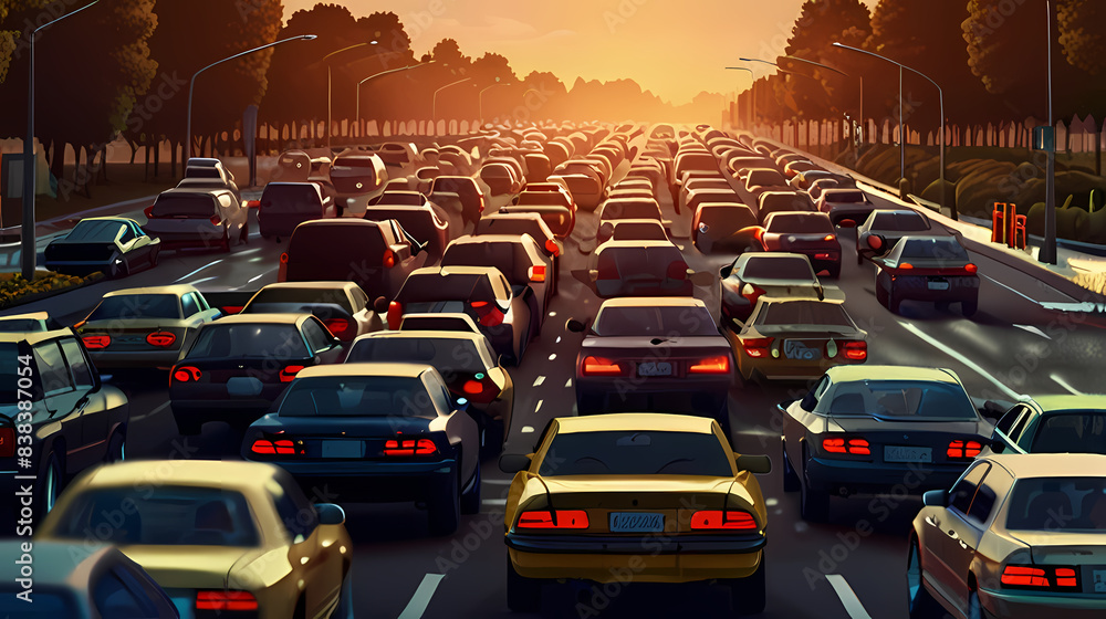Fototapeta premium Background with a traffic jam theme
