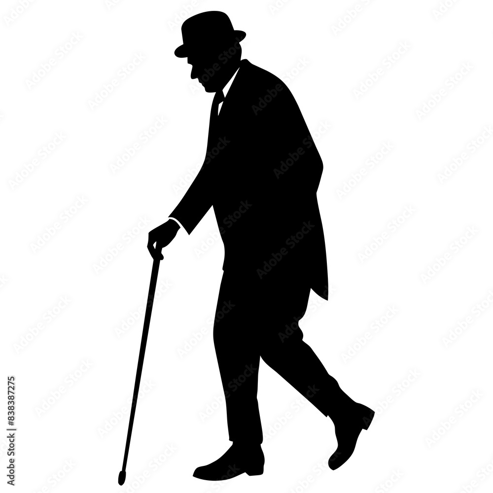 Old man walking vector art silhouette illustration Stock Vector | Adobe ...